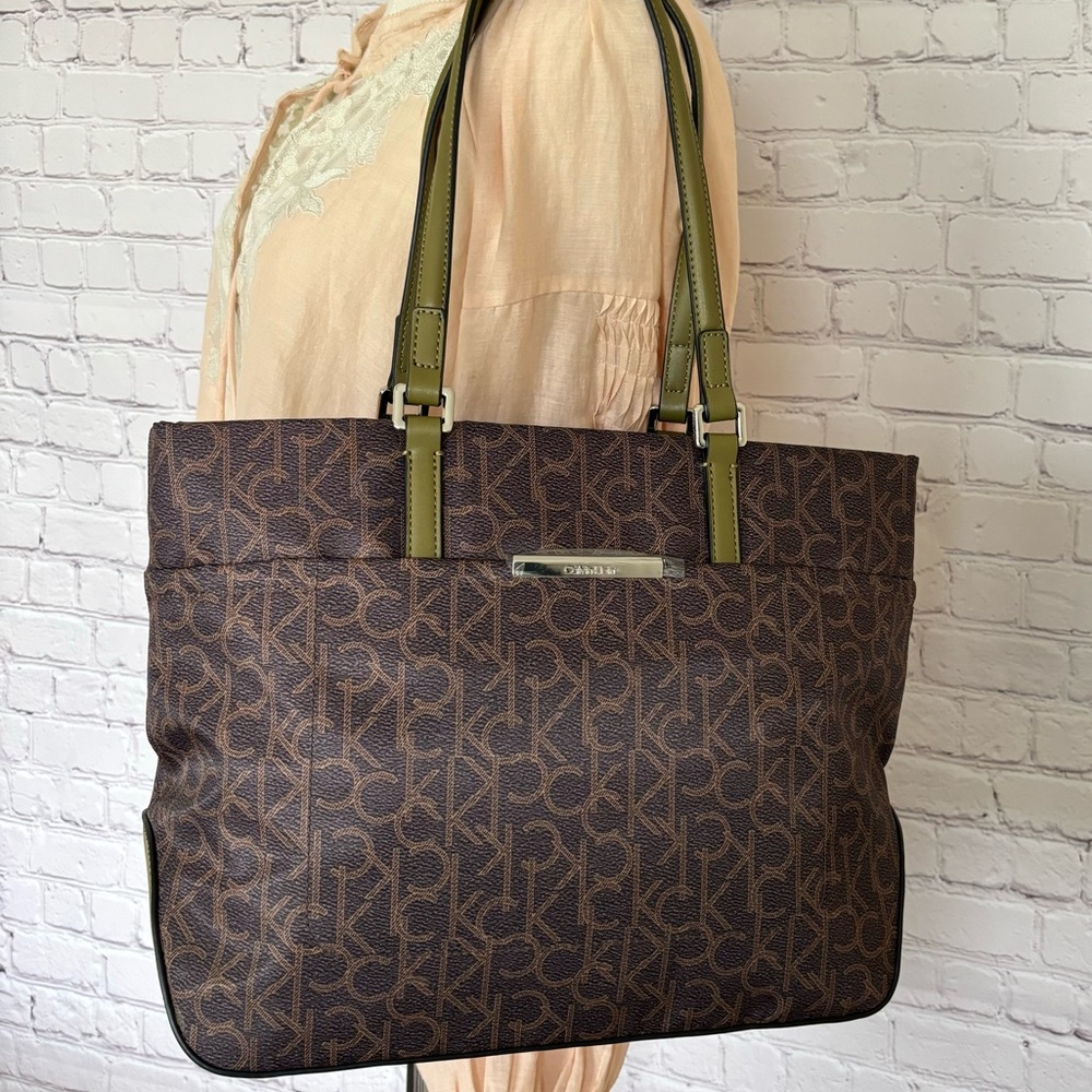 CALVIN KLEIN Nylon & Faux Leather Logo Structured Tote Bag--NWT